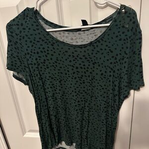 Simply Vera Vera Wang Teal and Black Dotted Top